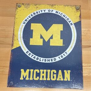 University of Michigan Metal Sign, 16”x12.5”. NCAA College. Made In USA.
